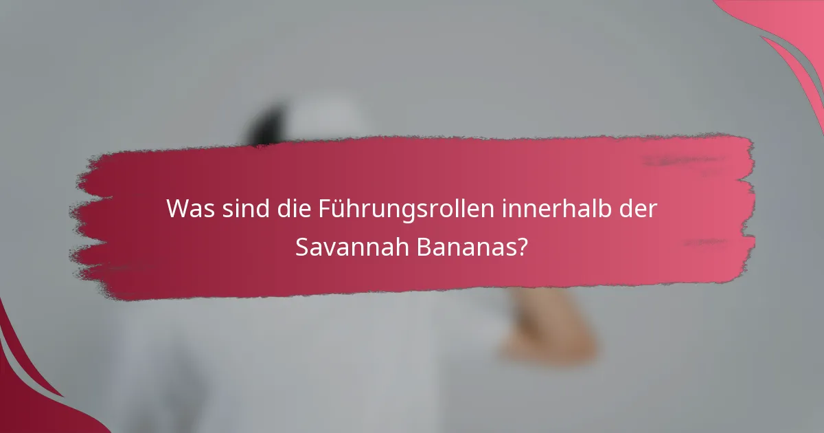 Was sind die Führungsrollen innerhalb der Savannah Bananas?