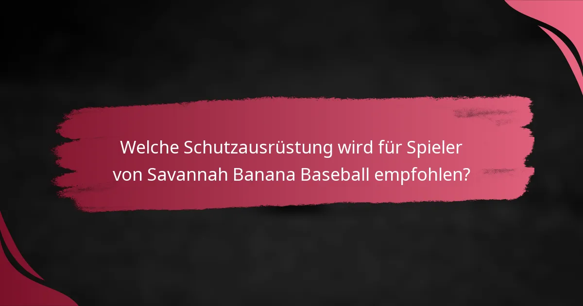 Welche Schutzausrüstung wird für Spieler von Savannah Banana Baseball empfohlen?