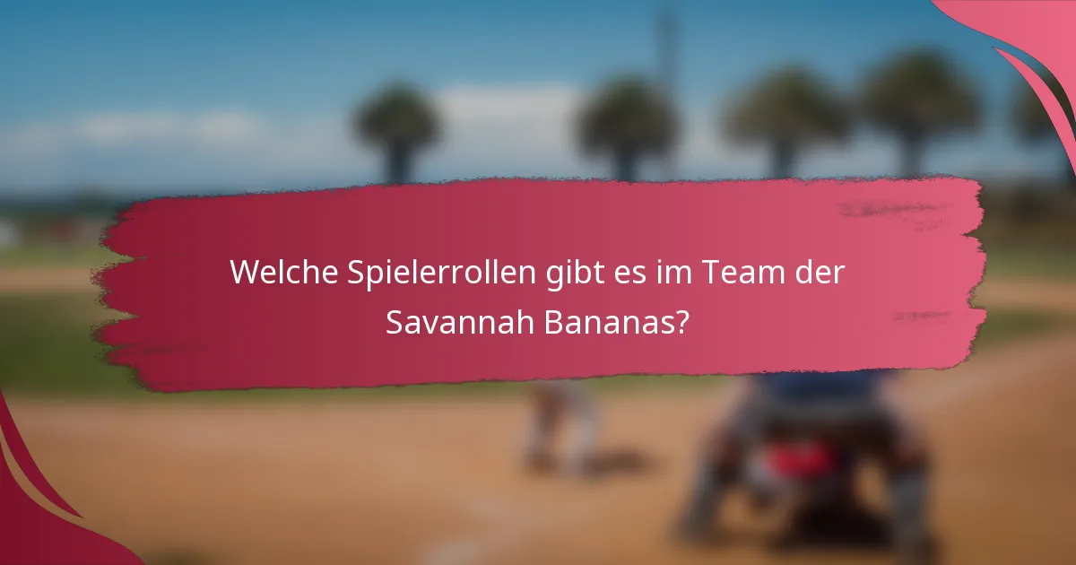 Welche Spielerrollen gibt es im Team der Savannah Bananas?