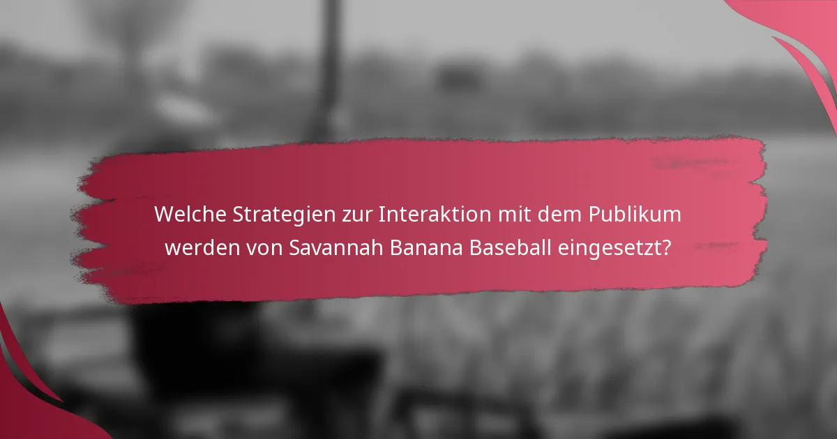 Welche Strategien zur Interaktion mit dem Publikum werden von Savannah Banana Baseball eingesetzt?
