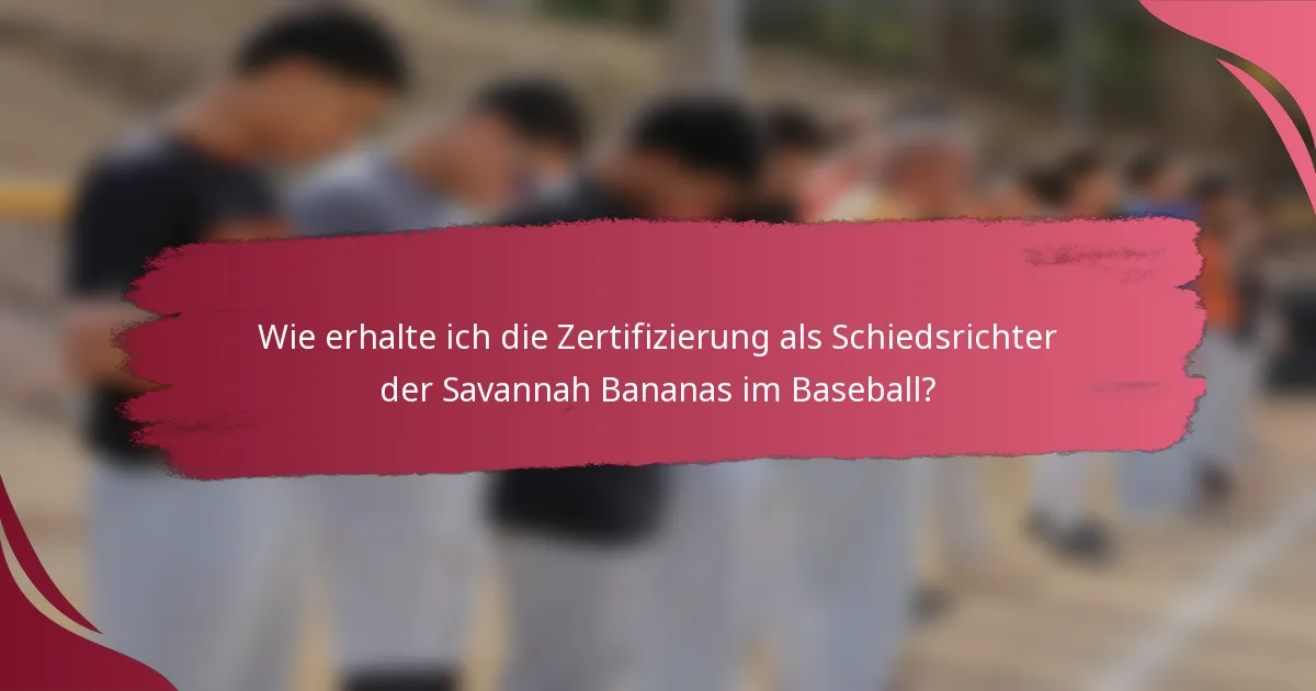 Wie erhalte ich die Zertifizierung als Schiedsrichter der Savannah Bananas im Baseball?