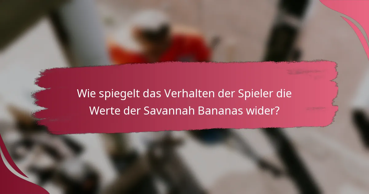 Wie spiegelt das Verhalten der Spieler die Werte der Savannah Bananas wider?