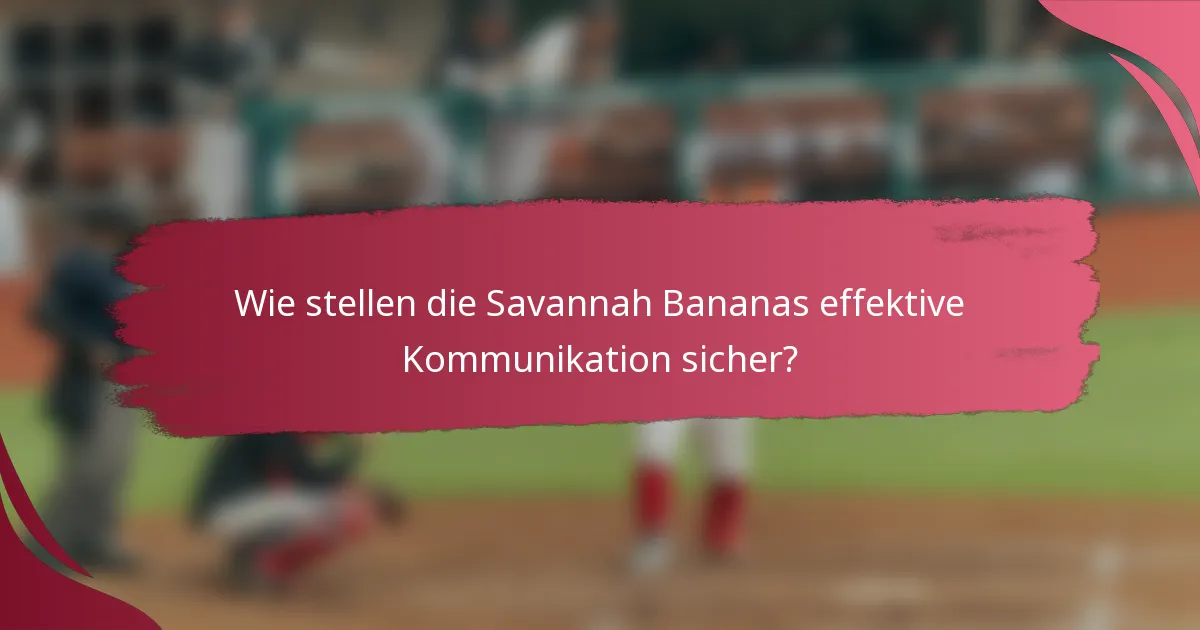 Wie stellen die Savannah Bananas effektive Kommunikation sicher?