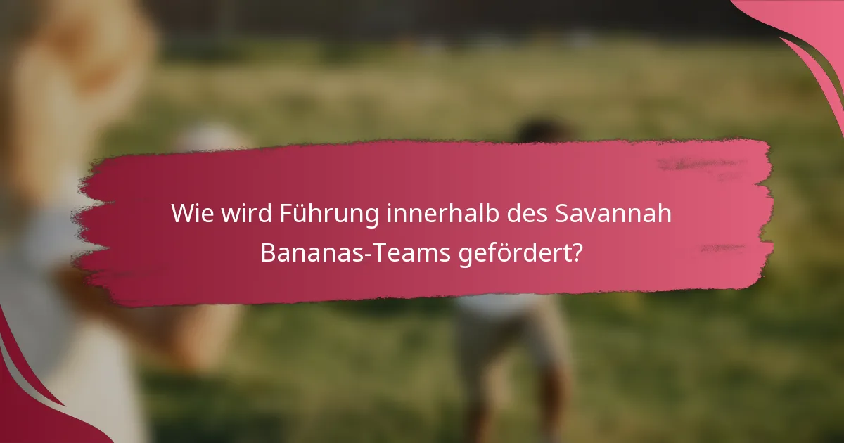 Wie wird Führung innerhalb des Savannah Bananas-Teams gefördert?